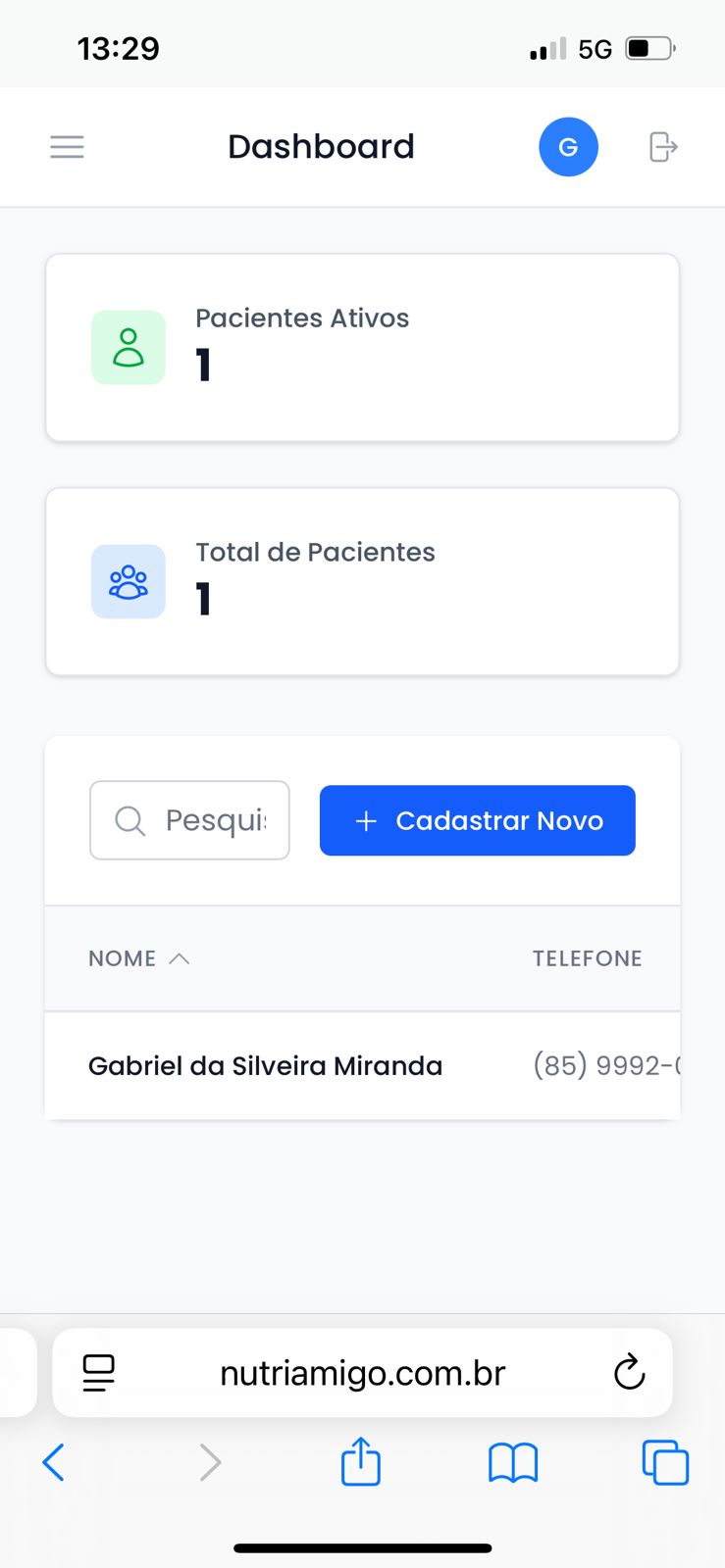 Dashboard Nutri Amigo - Acompanhamento de progresso nutricional